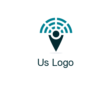 connectivity icon merged with a geotag or stick figure logo