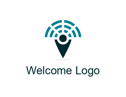 connectivity icon merged with a geotag or stick figure logo