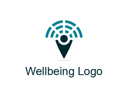 connectivity icon merged with a geotag or stick figure logo