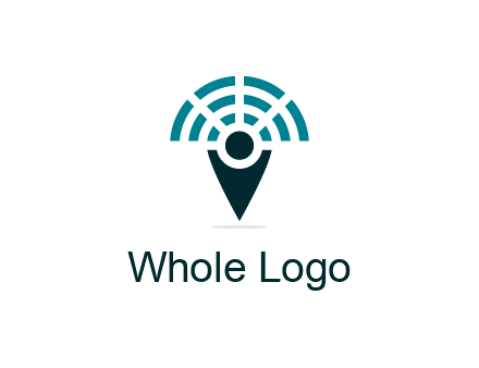 connectivity icon merged with a geotag or stick figure logo