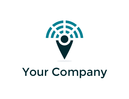 connectivity icon merged with a geotag or stick figure logo