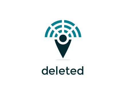 connectivity icon merged with a geotag or stick figure logo