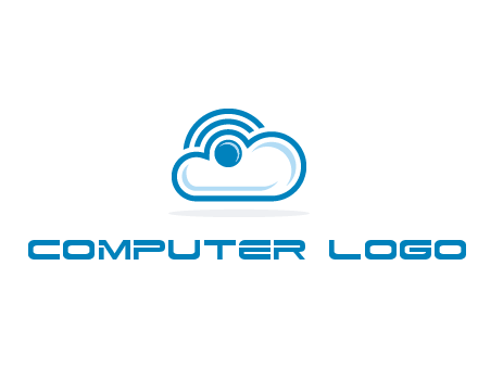 cloud with a connectivity or WiFi icon for cloud computing or storage logo