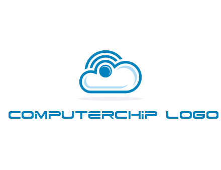 cloud with a connectivity or WiFi icon for cloud computing or storage logo