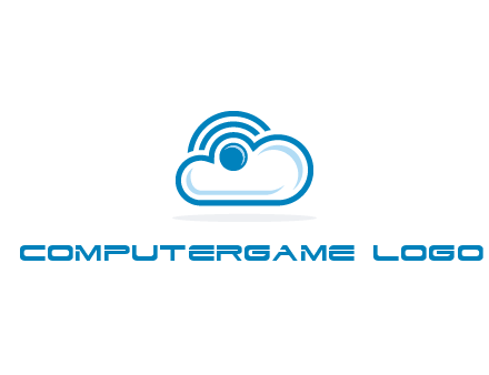 cloud with a connectivity or WiFi icon for cloud computing or storage logo