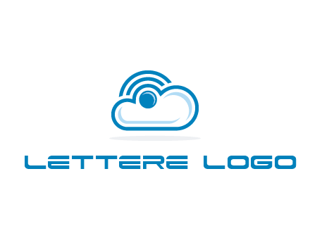 cloud with a connectivity or WiFi icon for cloud computing or storage logo