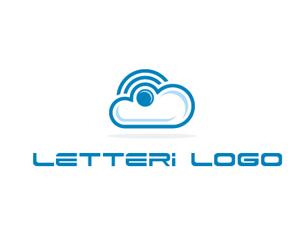 cloud with a connectivity or WiFi icon for cloud computing or storage logo