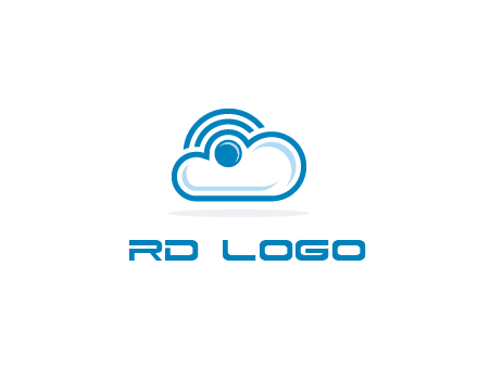 cloud with a connectivity or WiFi icon for cloud computing or storage logo