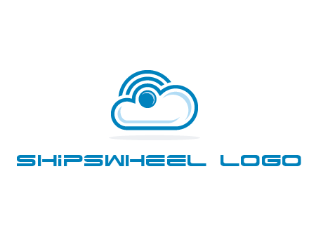 cloud with a connectivity or WiFi icon for cloud computing or storage logo