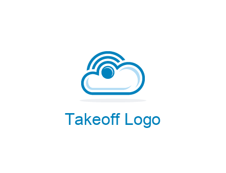 cloud with a connectivity or WiFi icon for cloud computing or storage logo
