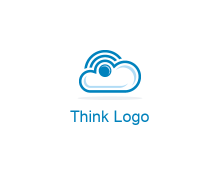 cloud with a connectivity or WiFi icon for cloud computing or storage logo