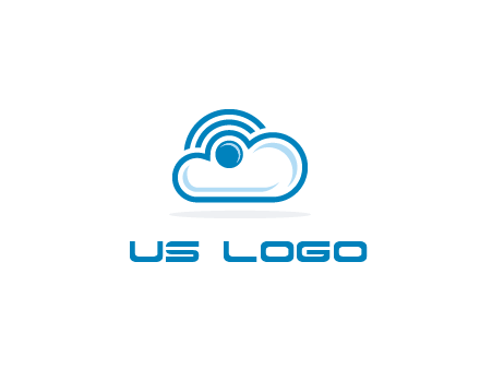 cloud with a connectivity or WiFi icon for cloud computing or storage logo