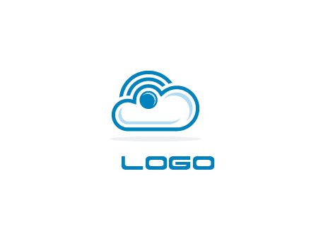 cloud with a connectivity or WiFi icon for cloud computing or storage logo