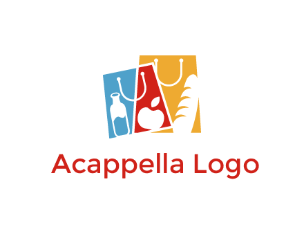 abstract shopping bags with groceries logo