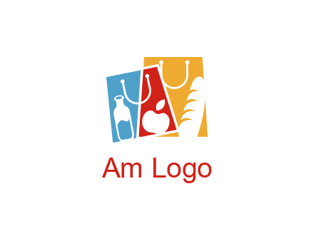 abstract shopping bags with groceries logo