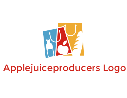abstract shopping bags with groceries logo