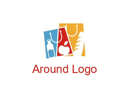 abstract shopping bags with groceries logo