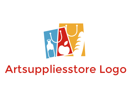 abstract shopping bags with groceries logo