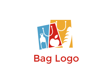 abstract shopping bags with groceries logo