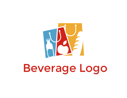 abstract shopping bags with groceries logo