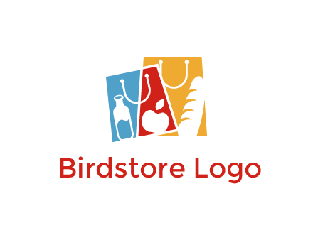 abstract shopping bags with groceries logo
