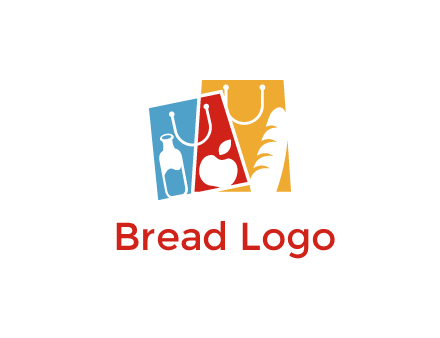 abstract shopping bags with groceries logo