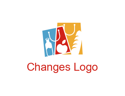 abstract shopping bags with groceries logo