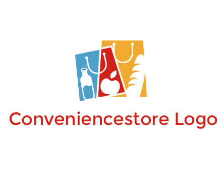 abstract shopping bags with groceries logo