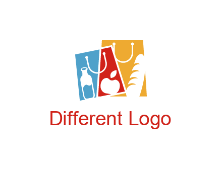 abstract shopping bags with groceries logo