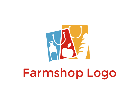 abstract shopping bags with groceries logo