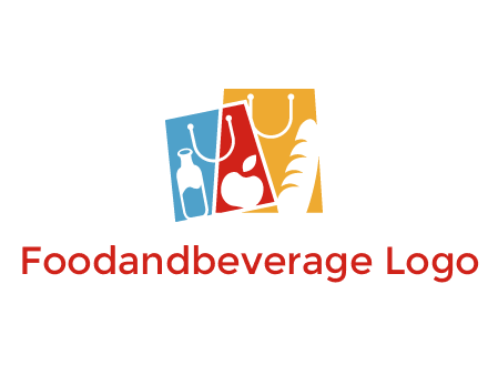 abstract shopping bags with groceries logo