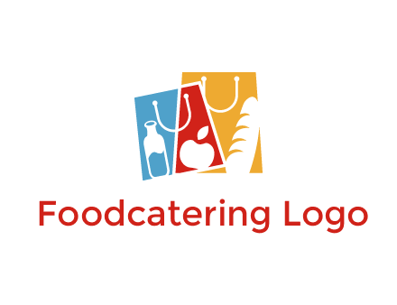 abstract shopping bags with groceries logo