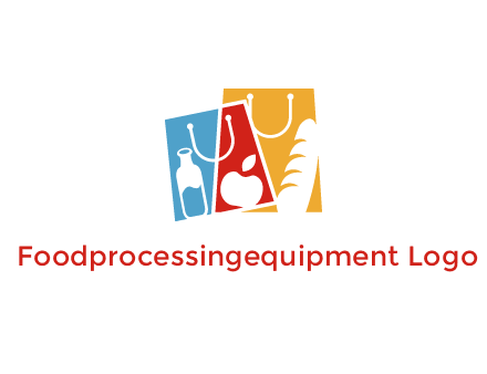 abstract shopping bags with groceries logo