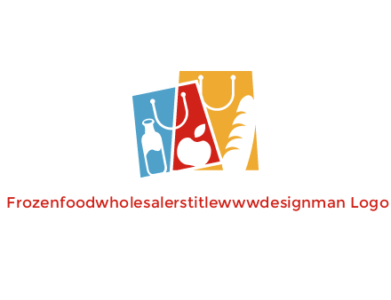 abstract shopping bags with groceries logo