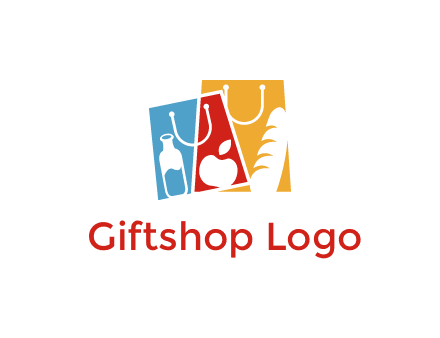 abstract shopping bags with groceries logo