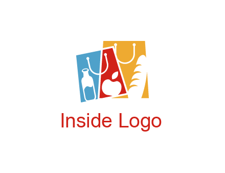 abstract shopping bags with groceries logo