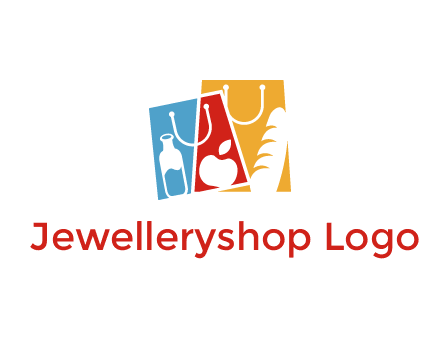 abstract shopping bags with groceries logo