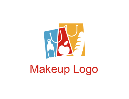 abstract shopping bags with groceries logo