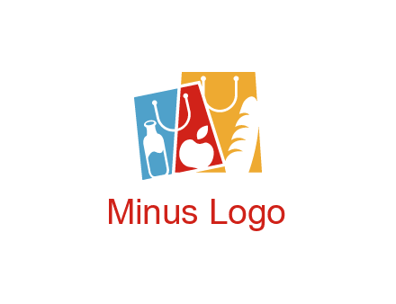 abstract shopping bags with groceries logo