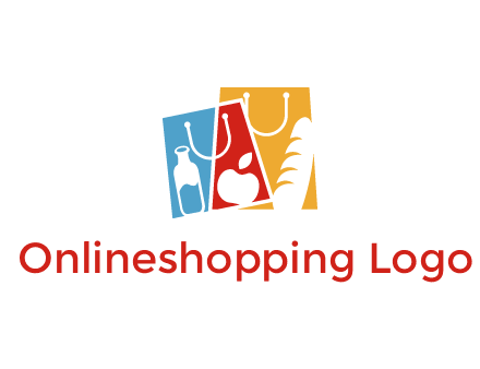 abstract shopping bags with groceries logo