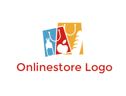 abstract shopping bags with groceries logo