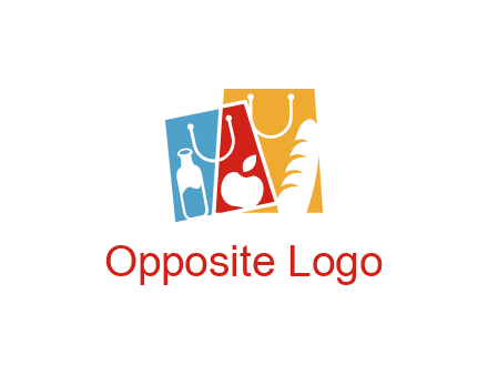 abstract shopping bags with groceries logo