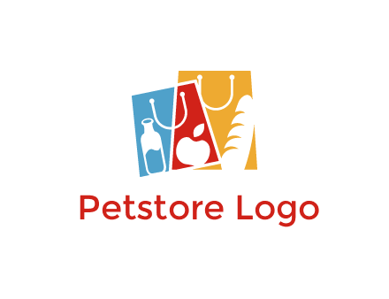 abstract shopping bags with groceries logo