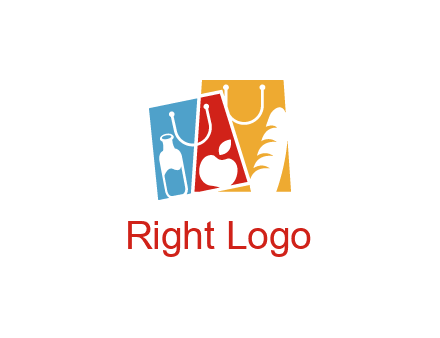 abstract shopping bags with groceries logo