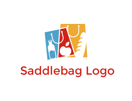 abstract shopping bags with groceries logo