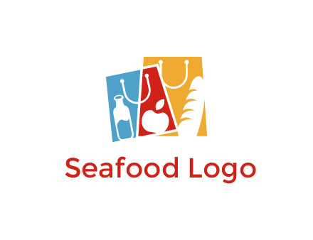 abstract shopping bags with groceries logo