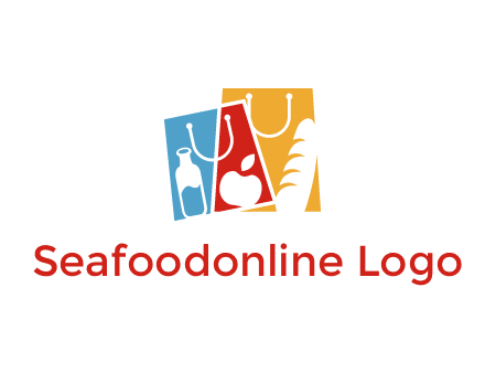 abstract shopping bags with groceries logo