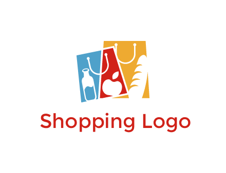 abstract shopping bags with groceries logo