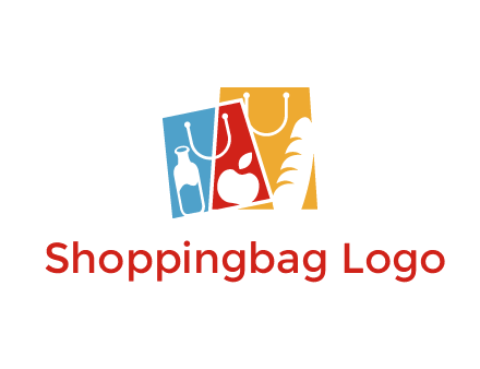 abstract shopping bags with groceries logo