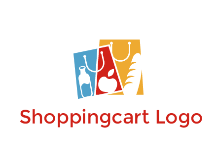 abstract shopping bags with groceries logo